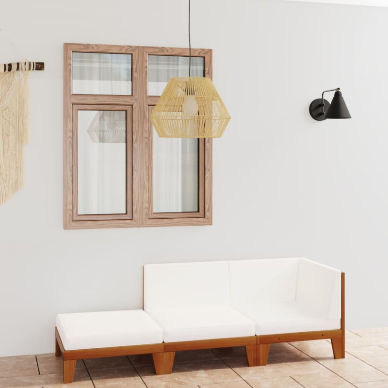 vidaXL Juego muebles de jardín y cojines 3 pzas madera maciza acacia