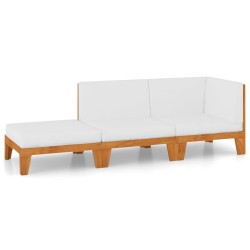 vidaXL Juego muebles de jardín y cojines 3 pzas madera maciza acacia