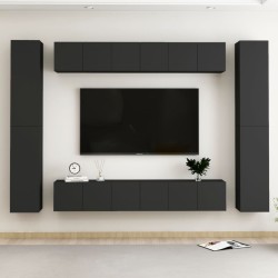 vidaXL Set de muebles de salón TV 10 piezas madera ingeniería negro