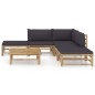 vidaXL Set de muebles de jardín 6 piezas bambú con cojines gris oscuro vidaXL Set de muebles de jardín 6 piezas bambú con cojines gris oscuro