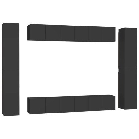 vidaXL Set de muebles de salón TV 10 piezas madera ingeniería negro