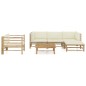 vidaXL Set de muebles de jardín 6 piezas bambú y cojines blanco crema vidaXL Set de muebles de jardín 6 piezas bambú y cojines blanco crema