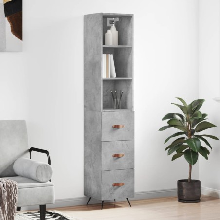 vidaXL Aparador de madera contrachapada gris hormigón 34,5x34x180 cm