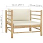 vidaXL Set de muebles de jardín 5 piezas bambú y cojines blanco crema vidaXL Set de muebles de jardín 5 piezas bambú y cojines blanco crema