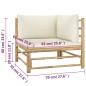 vidaXL Set de muebles de jardín 4 piezas bambú y cojines blanco crema vidaXL Set de muebles de jardín 4 piezas bambú y cojines blanco crema