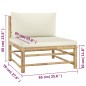 vidaXL Set de muebles de jardín 4 piezas bambú y cojines blanco crema vidaXL Set de muebles de jardín 4 piezas bambú y cojines blanco crema