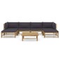 vidaXL Set de muebles de jardín 7 piezas bambú con cojines gris oscuro vidaXL Set de muebles de jardín 7 piezas bambú con cojines gris oscuro
