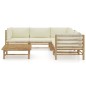 vidaXL Set de muebles de jardín 6 piezas bambú y cojines blanco crema vidaXL Set de muebles de jardín 6 piezas bambú y cojines blanco crema
