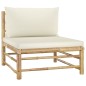 vidaXL Set de muebles de jardín 6 piezas bambú y cojines blanco crema vidaXL Set de muebles de jardín 6 piezas bambú y cojines blanco crema