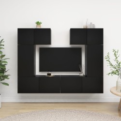 vidaXL Set de muebles de salón TV 6 piezas madera de ingeniería negro