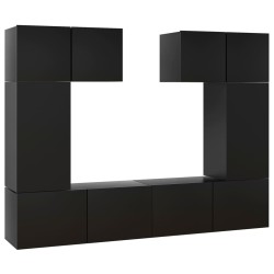 vidaXL Set de muebles de salón TV 6 piezas madera de ingeniería negro