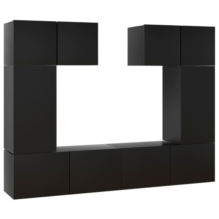 vidaXL Set de muebles de salón TV 6 piezas madera de ingeniería negro