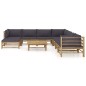 vidaXL Set de muebles de jardín 9 piezas bambú con cojines gris oscuro vidaXL Set de muebles de jardín 9 piezas bambú con cojines gris oscuro