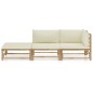 vidaXL Set de muebles de jardín 3 piezas bambú y cojines blanco crema vidaXL Set de muebles de jardín 3 piezas bambú y cojines blanco crema