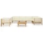 vidaXL Set de muebles de jardín 7 piezas bambú y cojines blanco crema vidaXL Set de muebles de jardín 7 piezas bambú y cojines blanco crema