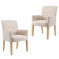 vidaXL Sillas de comedor con reposabrazos 2 unidades de tela beige vidaXL Sillas de comedor con reposabrazos 2 unidades de tela beige