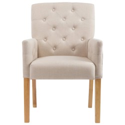 vidaXL Sillas de comedor con reposabrazos 2 unidades de tela beige 