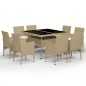 vidaXL Muebles de jardín 9 piezas ratán sintético y vidrio beige vidaXL Muebles de jardín 9 piezas ratán sintético y vidrio beige
