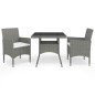 vidaXL Muebles de jardín 3 piezas ratán sintético y vidrio gris vidaXL Muebles de jardín 3 piezas ratán sintético y vidrio gris