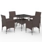vidaXL Muebles de jardín 5 piezas ratán sintético y vidrio marrón vidaXL Muebles de jardín 5 piezas ratán sintético y vidrio marrón