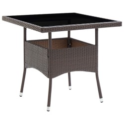 vidaXL Muebles de jardín 5 piezas ratán sintético y vidrio marrón