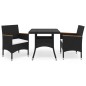 vidaXL Muebles de jardín 3 piezas ratán sintético negro y acacia vidaXL Muebles de jardín 3 piezas ratán sintético negro y acacia