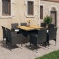 vidaXL Set de comedor de jardín 9 pzas ratán PE y madera acacia negro vidaXL Set de comedor de jardín 9 pzas ratán PE y madera acacia negro