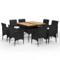 vidaXL Set de comedor de jardín 9 pzas ratán PE y madera acacia negro vidaXL Set de comedor de jardín 9 pzas ratán PE y madera acacia negro