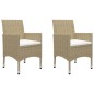 vidaXL Set de bistró de jardín 3 pzas ratán PE vidrio templado beige vidaXL Set de bistró de jardín 3 pzas ratán PE vidrio templado beige