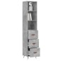 vidaXL Aparador de madera contrachapada gris hormigón 34,5x34x180 cm