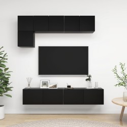 vidaXL Set de muebles de salón TV 5 piezas madera ingeniería negro
