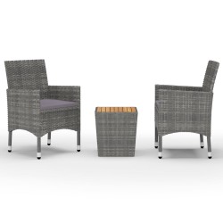 vidaXL Muebles de jardín 3 pzas ratán sintético madera acacia gris