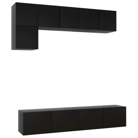 vidaXL Set de muebles de salón TV 5 piezas madera ingeniería negro