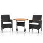 vidaXL Juego de comedor de jardín 3 piezas ratán sintético negro vidaXL Juego de comedor de jardín 3 piezas ratán sintético negro