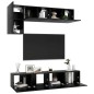 vidaXL Set de muebles de salón TV 5 piezas madera ingeniería negro vidaXL Set de muebles de salón TV 5 piezas madera ingeniería negro