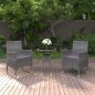 vidaXL Juego de comedor de jardín 3 piezas ratán sintético gris vidaXL Juego de comedor de jardín 3 piezas ratán sintético gris