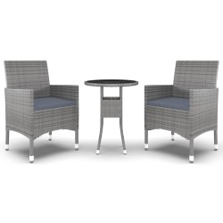 vidaXL Juego de comedor de jardín 3 piezas ratán sintético gris