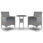 vidaXL Juego de comedor de jardín 3 piezas ratán sintético gris vidaXL Juego de comedor de jardín 3 piezas ratán sintético gris