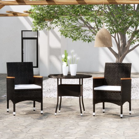 vidaXL Juego de comedor para jardín 3 piezas ratán sintético negro