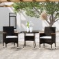 vidaXL Juego de comedor para jardín 3 piezas ratán sintético negro