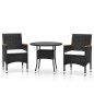 vidaXL Juego de comedor para jardín 3 piezas ratán sintético negro
