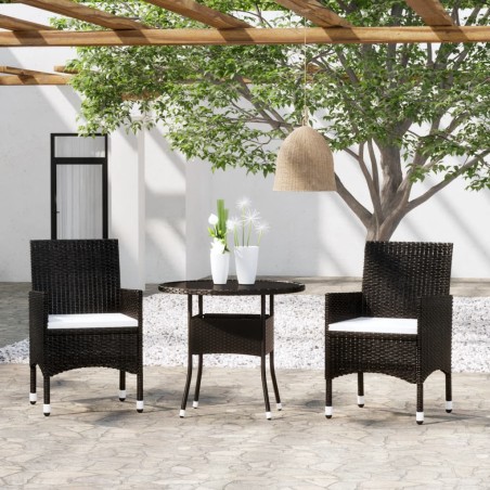 vidaXL Juego de comedor para jardín 3 piezas ratán sintético negro