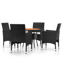 vidaXL Juego de comedor para jardín 5 piezas ratán sintético negro