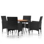 vidaXL Juego de comedor para jardín 5 piezas ratán sintético negro vidaXL Juego de comedor para jardín 5 piezas ratán sintético negro