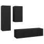 vidaXL Set de muebles de salón TV 4 piezas madera ingeniería negro