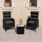 vidaXL Mesa y sillas de jardín 3 piezas ratán sintético y vidrio negro vidaXL Mesa y sillas de jardín 3 piezas ratán sintético y vidrio negro