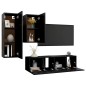 vidaXL Set de muebles de salón TV 4 piezas madera ingeniería negro