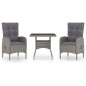 vidaXL Muebles de jardín 3 piezas ratán sintético y vidrio gris vidaXL Muebles de jardín 3 piezas ratán sintético y vidrio gris