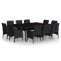 vidaXL Juego de comedor de jardín 11 piezas ratán sintético negro vidaXL Juego de comedor de jardín 11 piezas ratán sintético negro