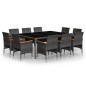 vidaXL Juego de comedor de jardín 11 piezas ratán sintético gris